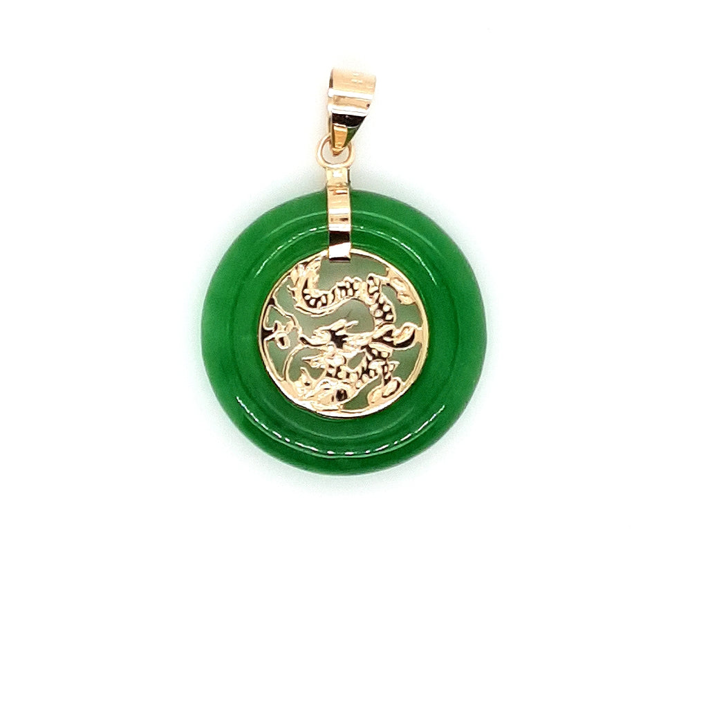 Jade Dragon Pendant in 14k Gold – Artistry in Gold